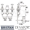 Bristan 3 Hole Basin Mixer Pop-Up Waste Bathroom Tap Dimensions